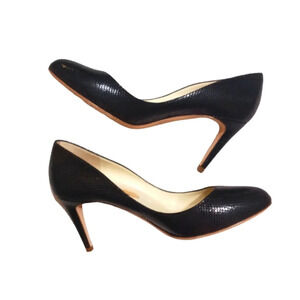 Rupert Sanderson Nada Black Leather Snakeskin Pumps